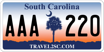 SC license plate AAA220