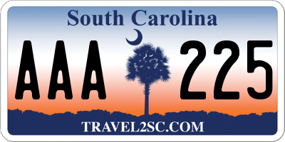 SC license plate AAA225