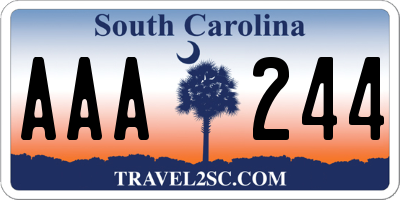 SC license plate AAA244