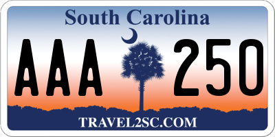 SC license plate AAA250