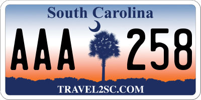 SC license plate AAA258