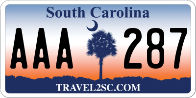 SC license plate AAA287