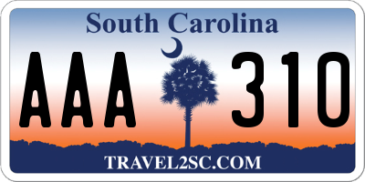 SC license plate AAA310
