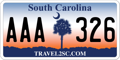 SC license plate AAA326