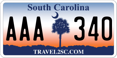 SC license plate AAA340
