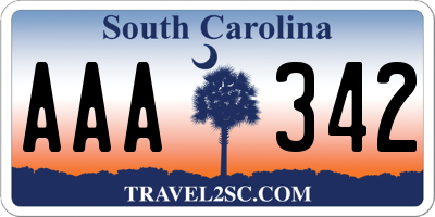 SC license plate AAA342