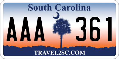 SC license plate AAA361