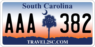 SC license plate AAA382