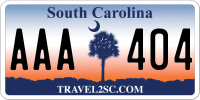 SC license plate AAA404