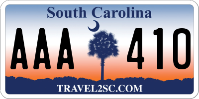 SC license plate AAA410