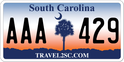 SC license plate AAA429