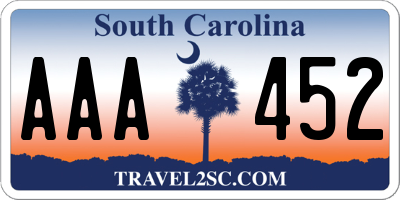 SC license plate AAA452