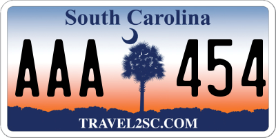SC license plate AAA454