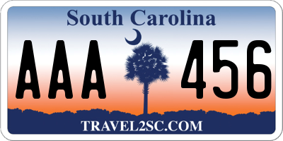 SC license plate AAA456