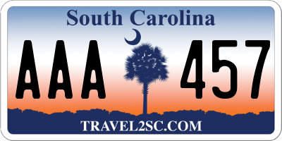 SC license plate AAA457