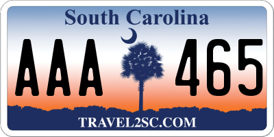 SC license plate AAA465