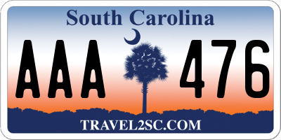 SC license plate AAA476