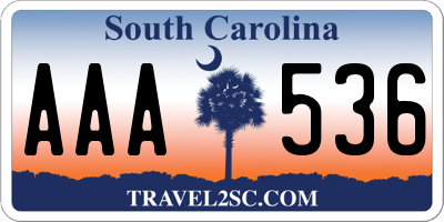 SC license plate AAA536