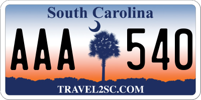 SC license plate AAA540