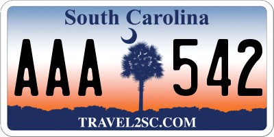 SC license plate AAA542
