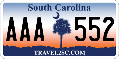 SC license plate AAA552