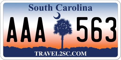 SC license plate AAA563