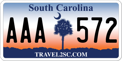 SC license plate AAA572