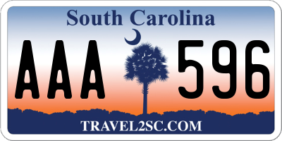 SC license plate AAA596