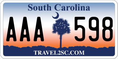 SC license plate AAA598
