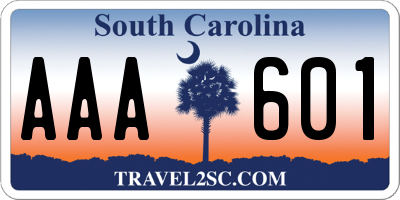 SC license plate AAA601
