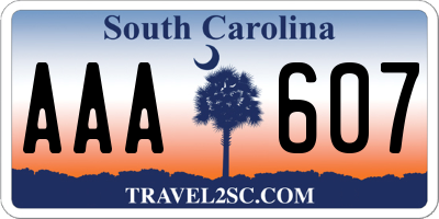 SC license plate AAA607