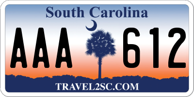 SC license plate AAA612