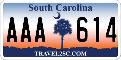 SC license plate AAA614