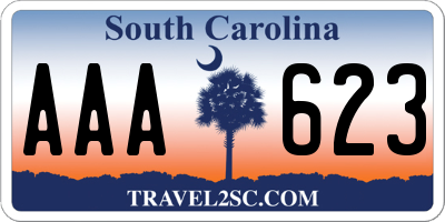 SC license plate AAA623
