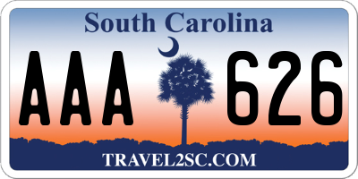 SC license plate AAA626