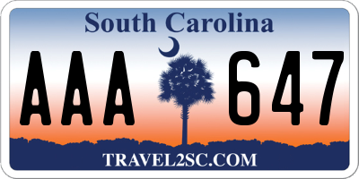 SC license plate AAA647
