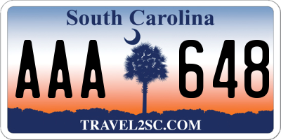 SC license plate AAA648