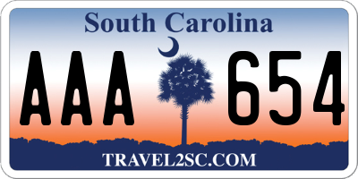 SC license plate AAA654