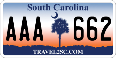SC license plate AAA662