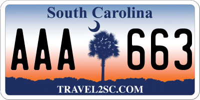 SC license plate AAA663