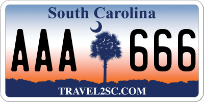 SC license plate AAA666