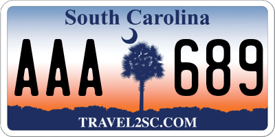 SC license plate AAA689