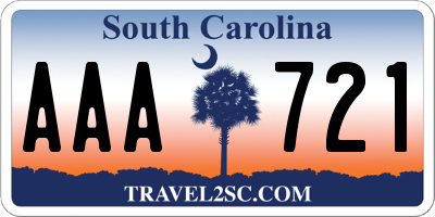 SC license plate AAA721