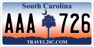 SC license plate AAA726
