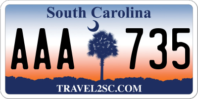 SC license plate AAA735