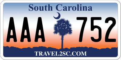SC license plate AAA752