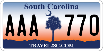 SC license plate AAA770