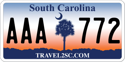SC license plate AAA772