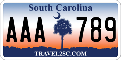 SC license plate AAA789