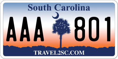 SC license plate AAA801